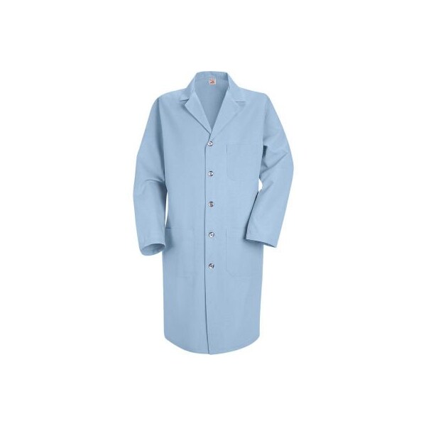 Red Kap Men's Lab Coat, Light Blue, Poly/Combed Cotton, 54"